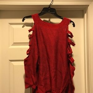 Rebellious One, sweater red/rust color, cut out sleeves , new with tags